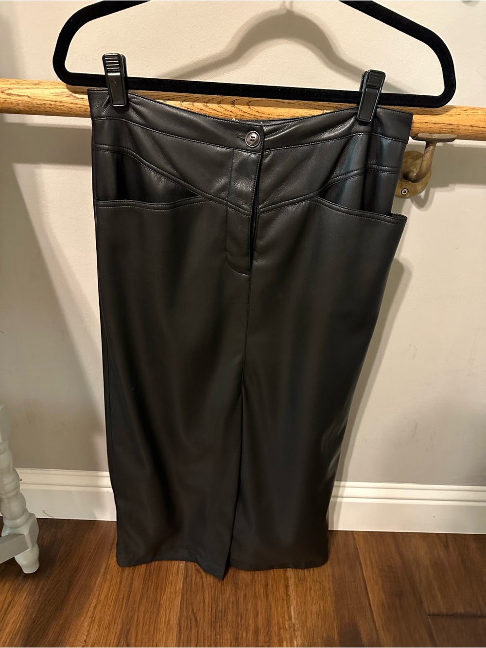 Sage Black Faux Leather Pencil Skirt